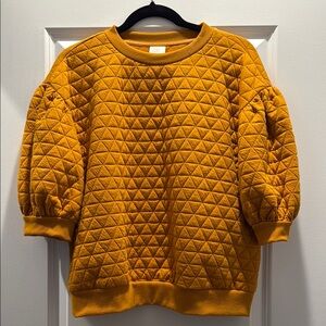 Quilted Mustard Yellow Sweater